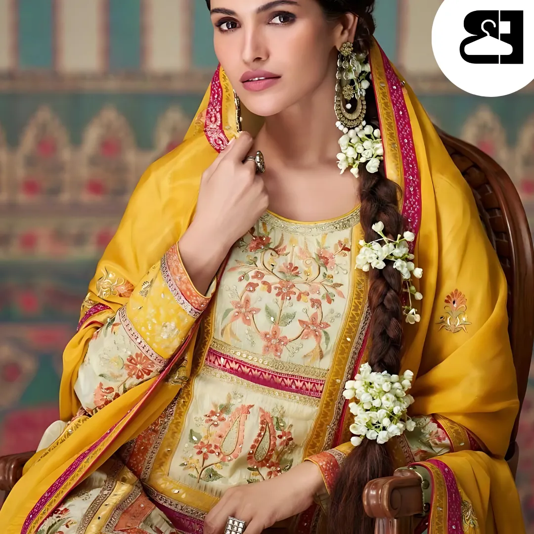 Kasturi Ethnic Silk Set with Jacquard Lace