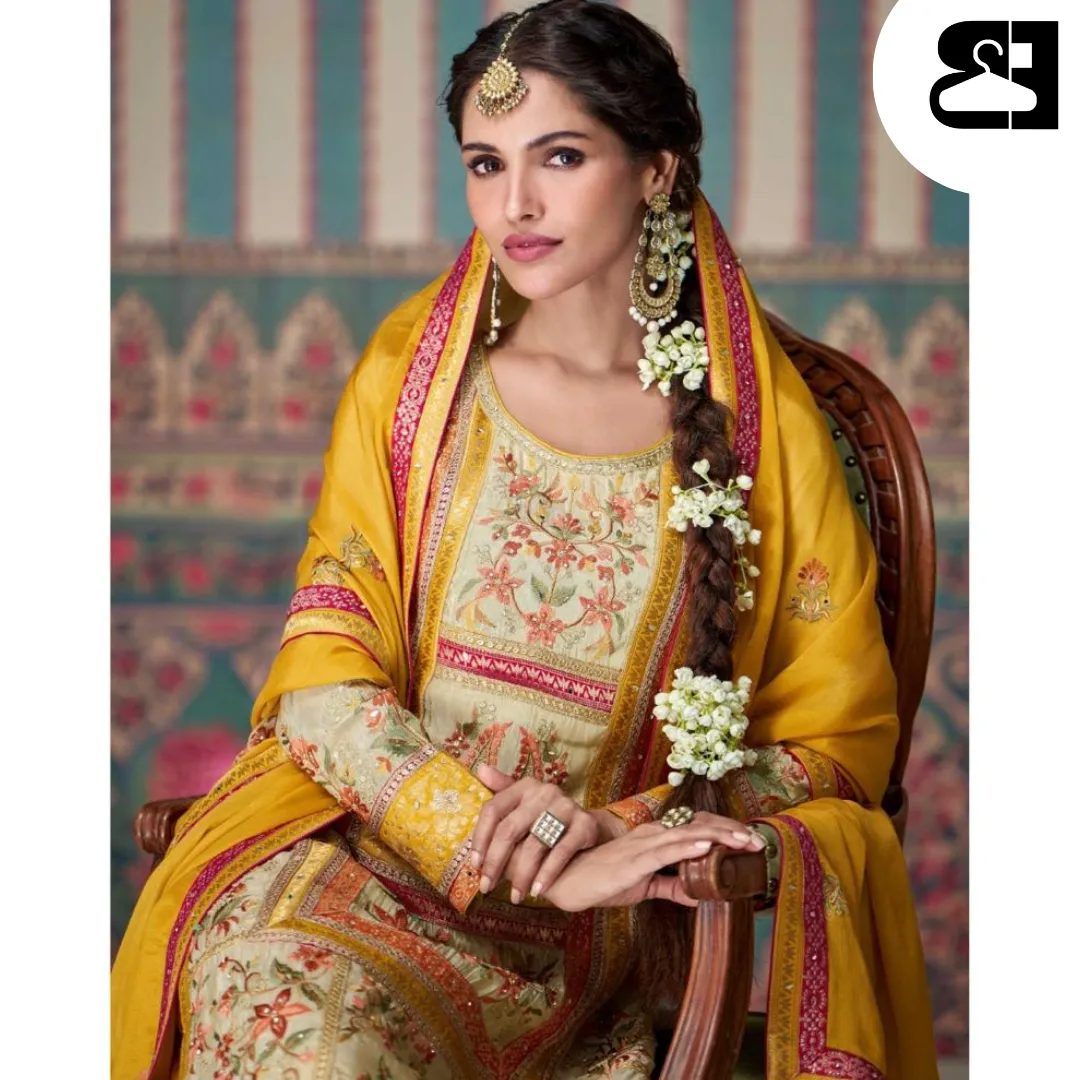 Kasturi Ethnic Silk Set with Jacquard Lace