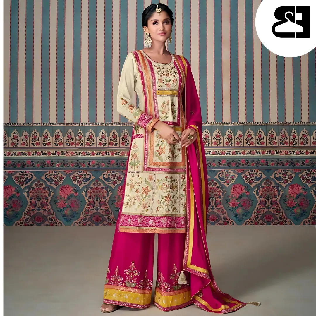 Kasturi Ethnic Silk Set with Jacquard Lace