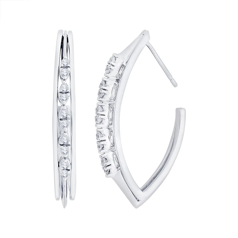 KATARINA 3/8 cttw Channel Set Diamond J-Hoop Earrings