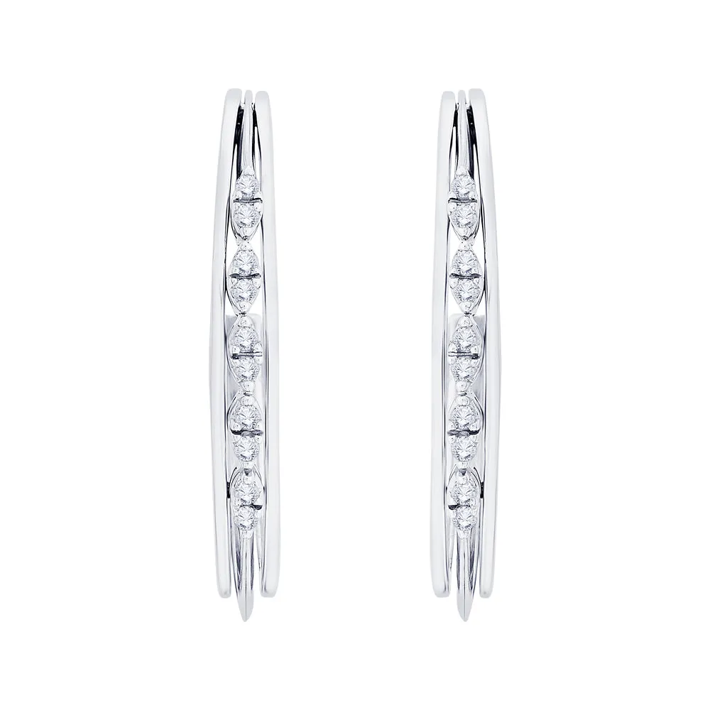 KATARINA 3/8 cttw Channel Set Diamond J-Hoop Earrings