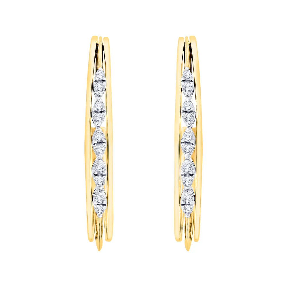 KATARINA 3/8 cttw Channel Set Diamond J-Hoop Earrings
