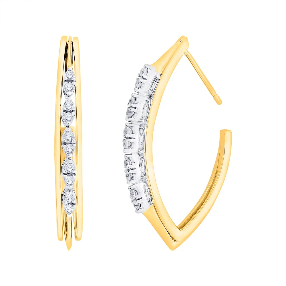 KATARINA 3/8 cttw Channel Set Diamond J-Hoop Earrings