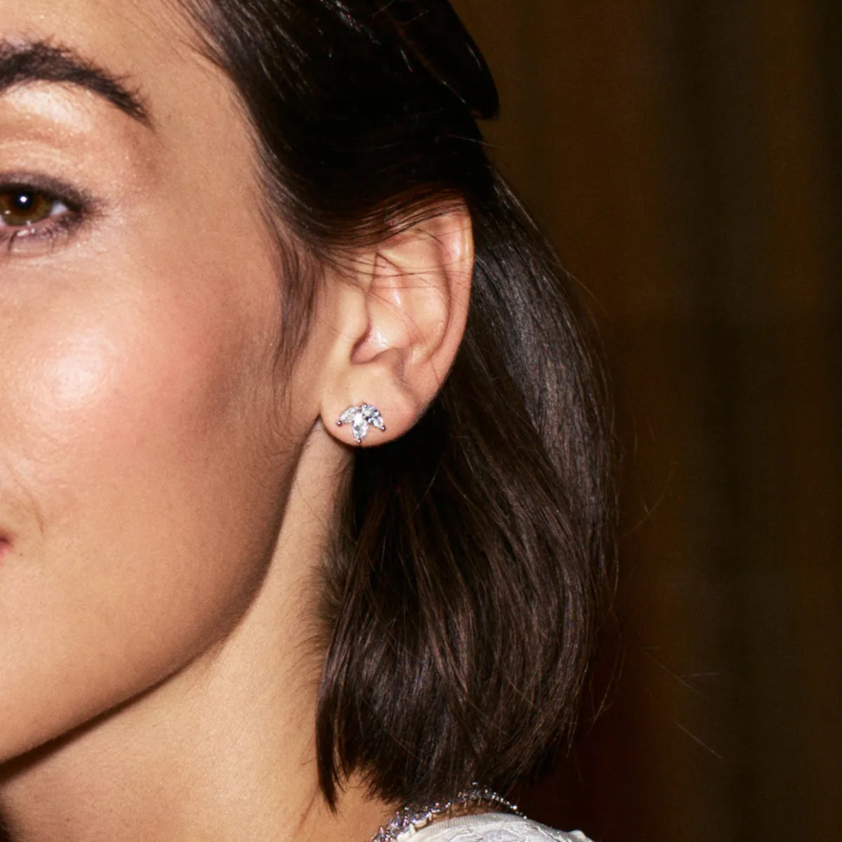 Laurel Studs Rhodium