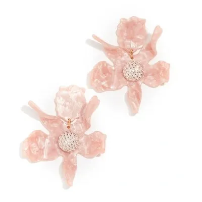 Lele Sadoughi Pink Lily Flower Earrings