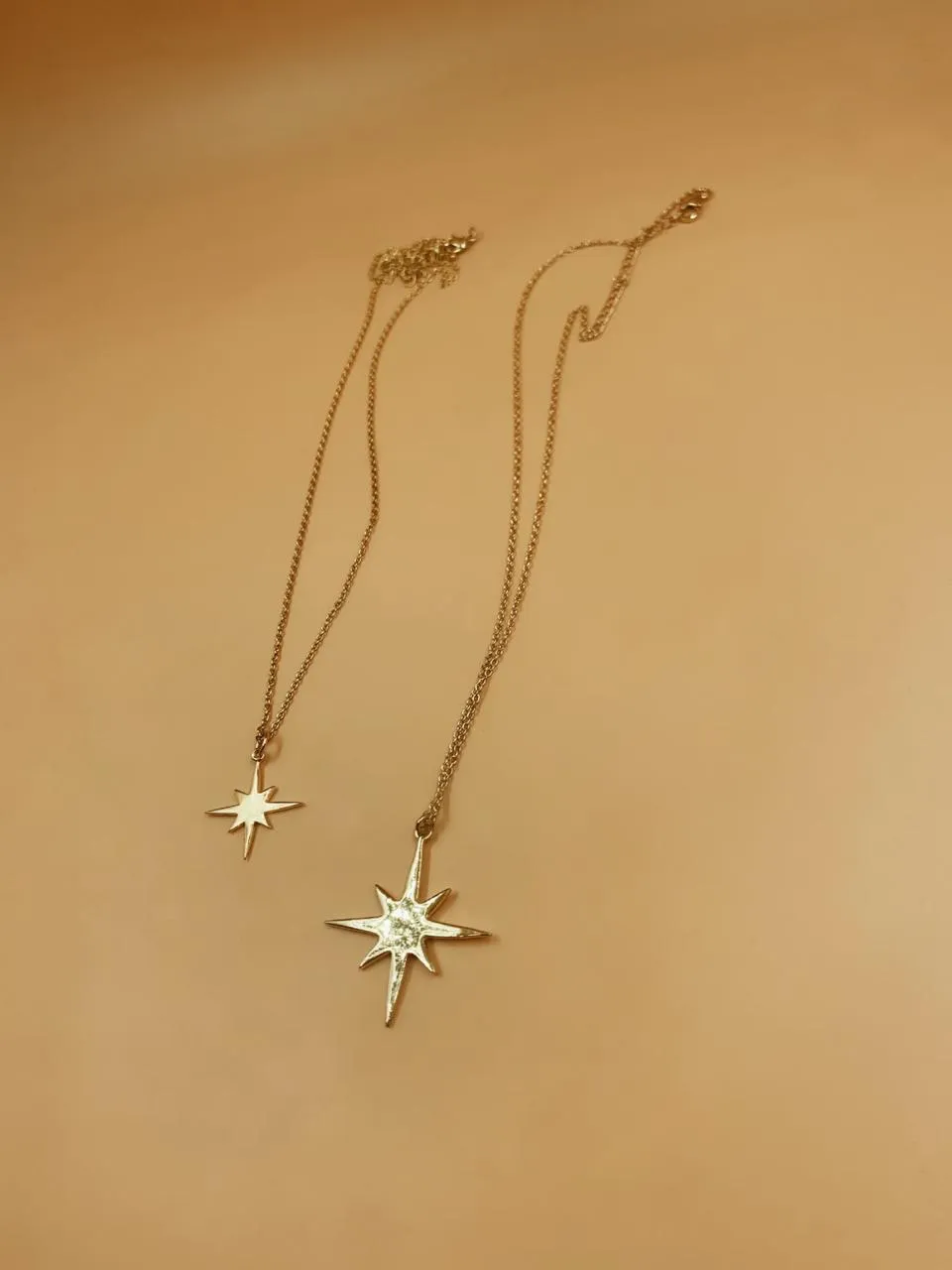 Medium Pointed Star Pendant Brass Necklace
