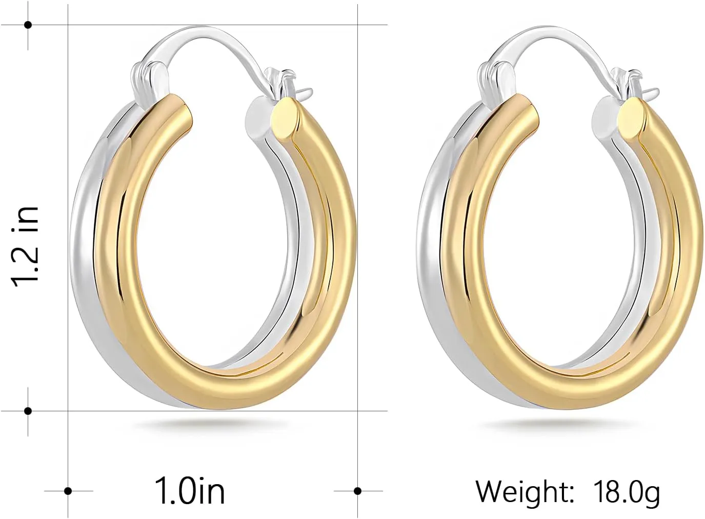 Milan Chiva 14K Gold Hoop Earrings for Women, Plated Chunky Earrings Glitter Sparkle Huggie Dainty Hypoallergenic Hoop Earrings for Womens Jewelry