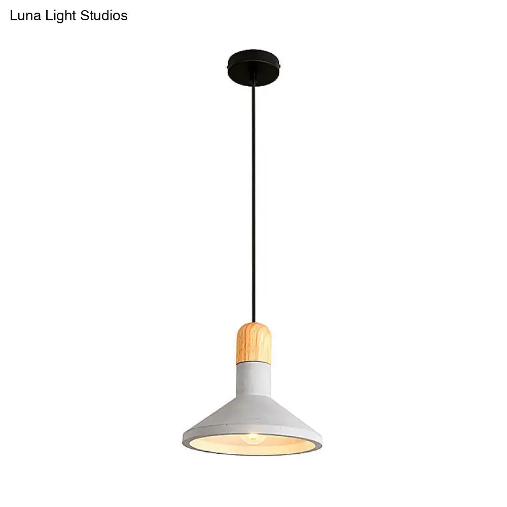 Minimalist Funnel Pendant Light in Grey - Cement Finish - Perfect for Dining Room - Includes 1 Bulb