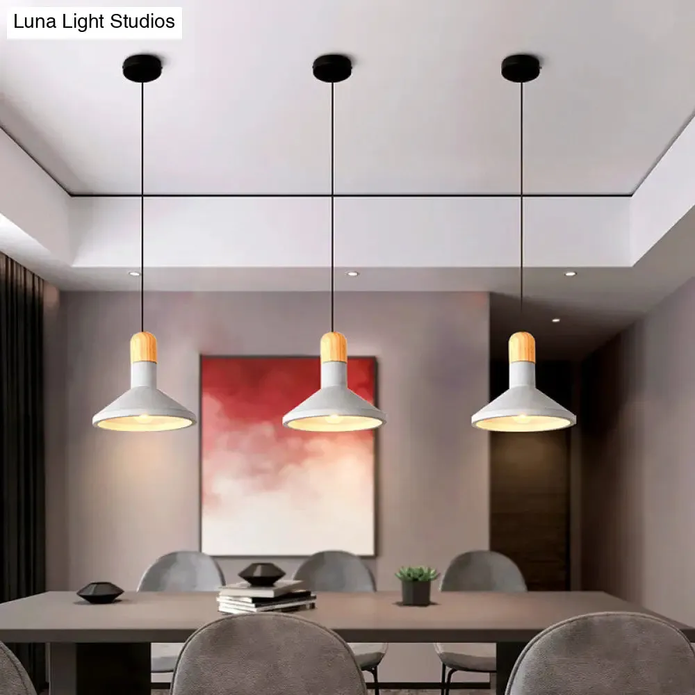 Minimalist Funnel Pendant Light in Grey - Cement Finish - Perfect for Dining Room - Includes 1 Bulb