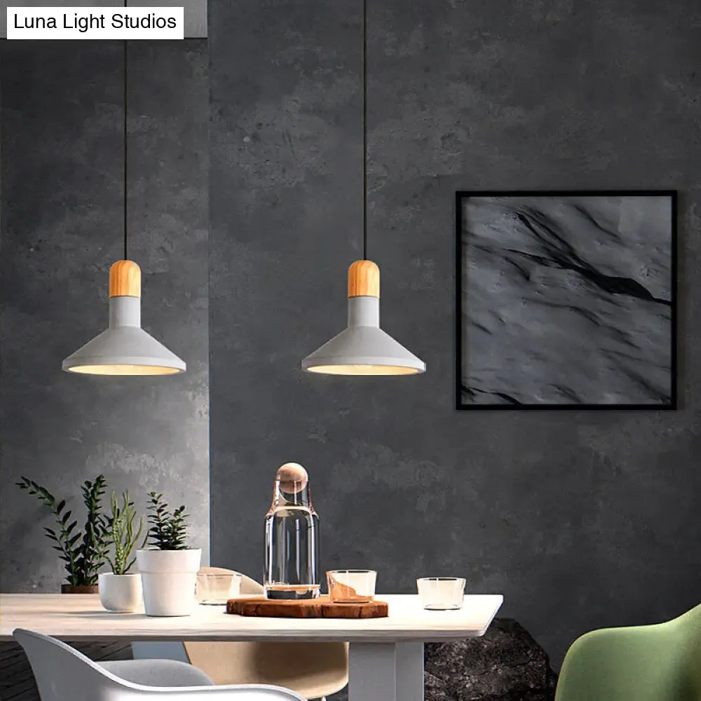 Minimalist Funnel Pendant Light in Grey - Cement Finish - Perfect for Dining Room - Includes 1 Bulb