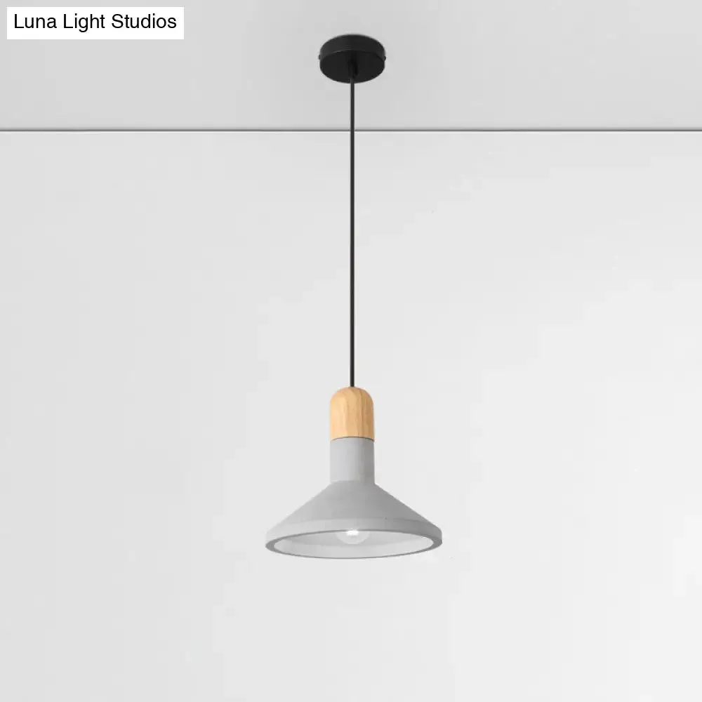 Minimalist Funnel Pendant Light in Grey - Cement Finish - Perfect for Dining Room - Includes 1 Bulb