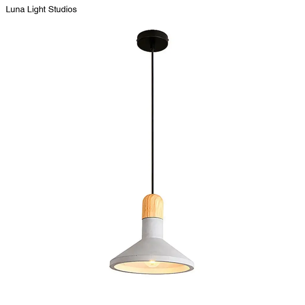 Minimalist Funnel Pendant Light in Grey - Cement Finish - Perfect for Dining Room - Includes 1 Bulb