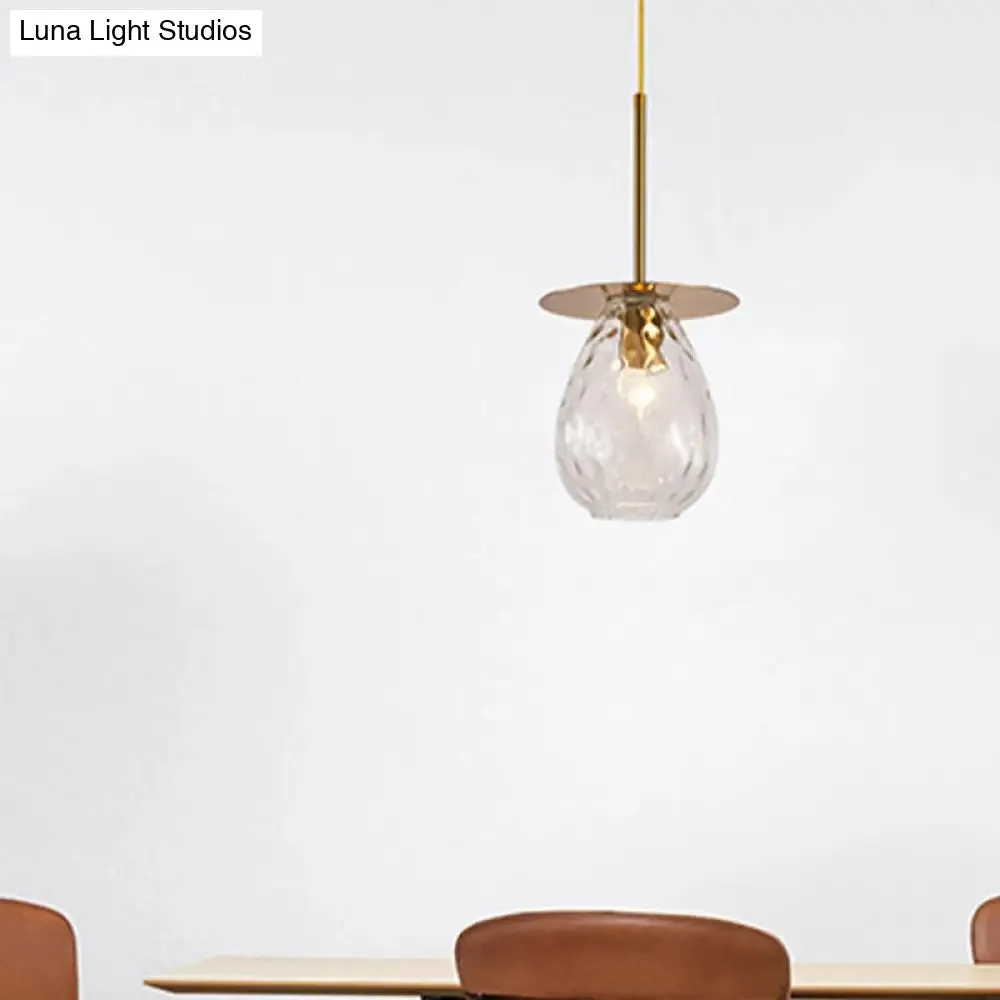 Minimalist Gold Teardrop Glass Suspension Lamp - Perfect for Restaurants