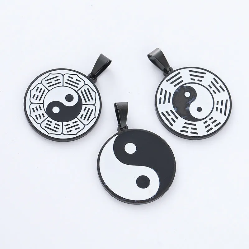 Minimalist Round Cartoon Stainless Steel Electroplating Pendants