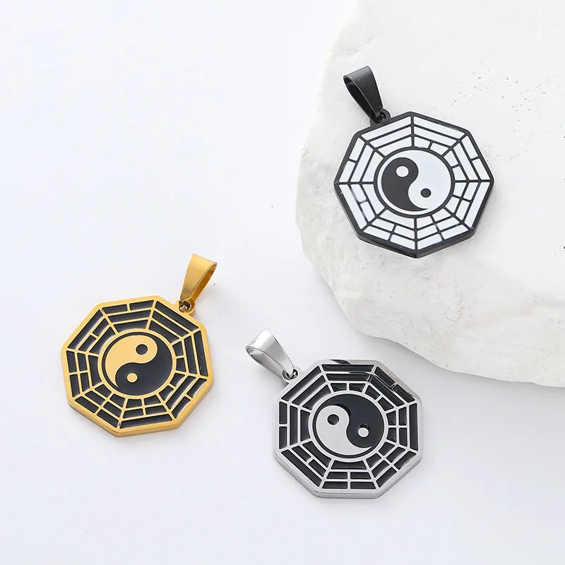 Minimalist Round Cartoon Stainless Steel Electroplating Pendants