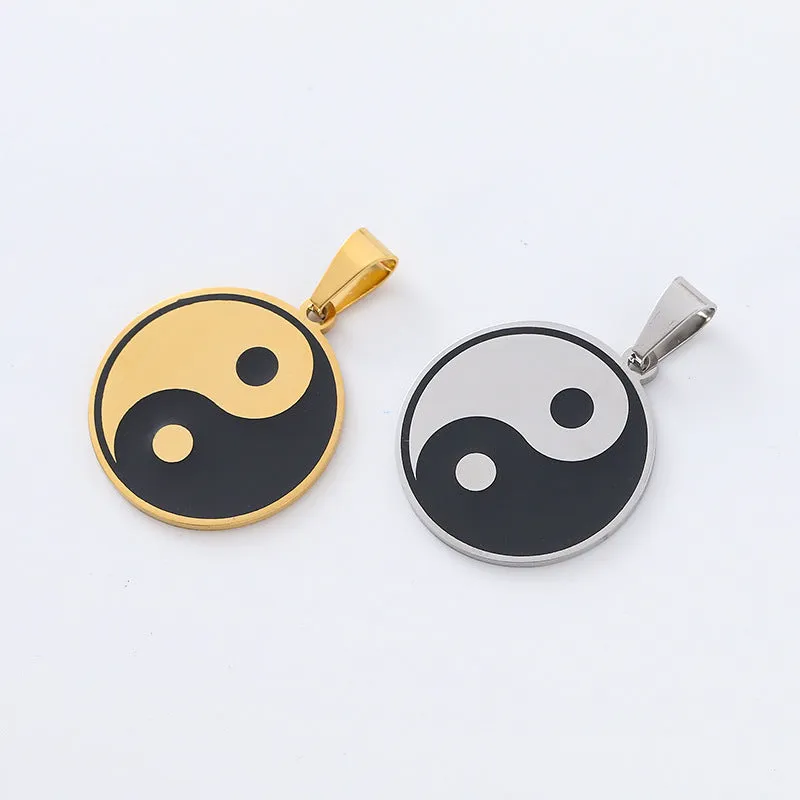 Minimalist Round Cartoon Stainless Steel Electroplating Pendants