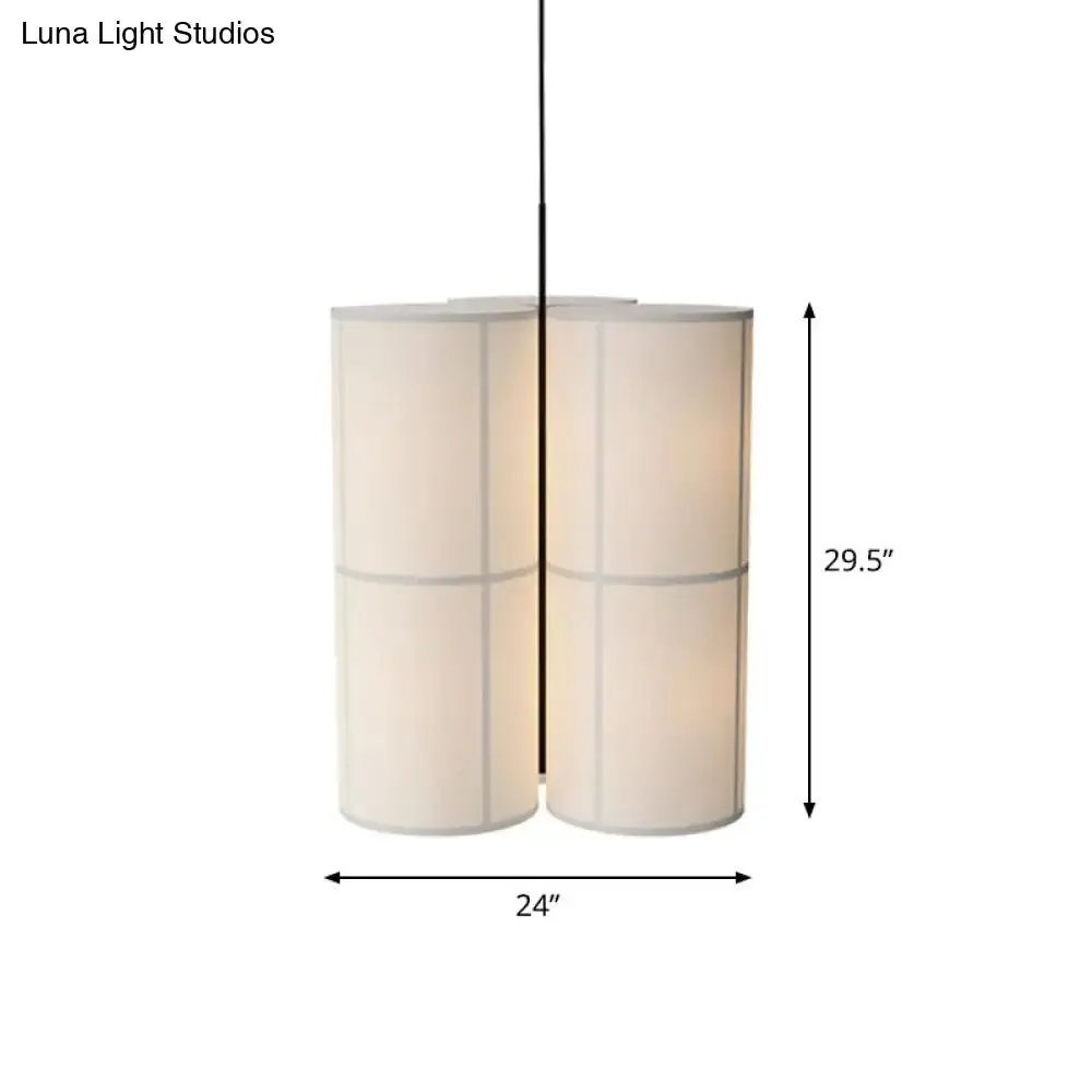 Minimalist White Cylindrical Suspension Lamp - 1 Head Fabric Ceiling Pendant for Dining Room
