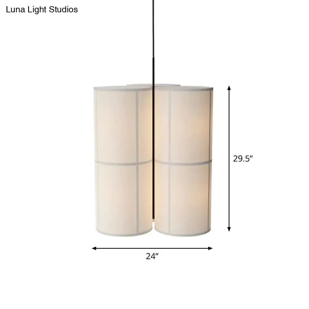 Minimalist White Cylindrical Suspension Lamp - 1 Head Fabric Ceiling Pendant for Dining Room