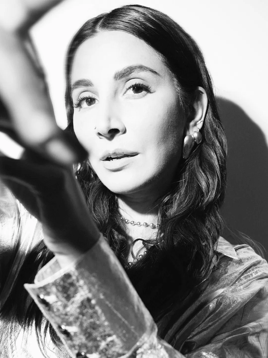 Monica Dogra In Smooth Shiny Metal Earring