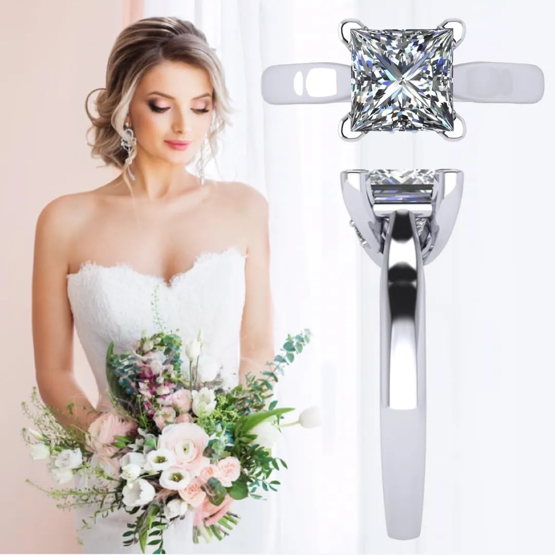 NANA Jewels 1to4ct Simulated Diamond Engagement ring Round-Princess-Cushion-Asscher Solitaire Lucita Cz & Silver