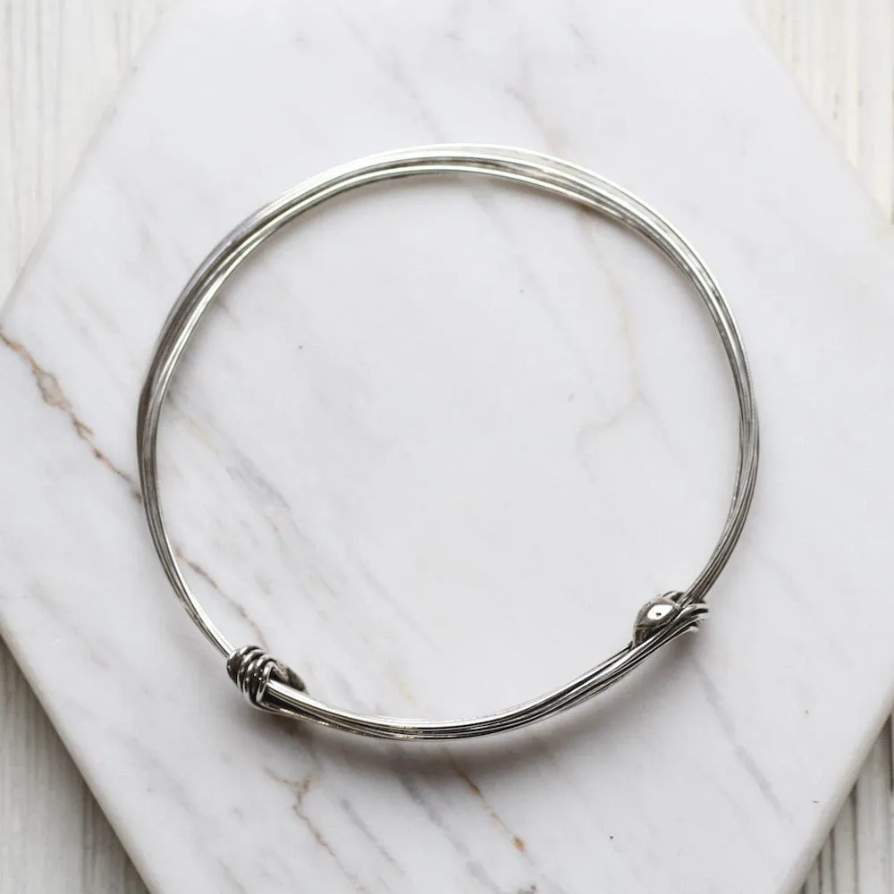 Narrow Oxidized Elephant Hair Inspired Bangle