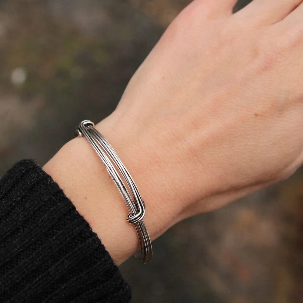Narrow Oxidized Elephant Hair Inspired Bangle