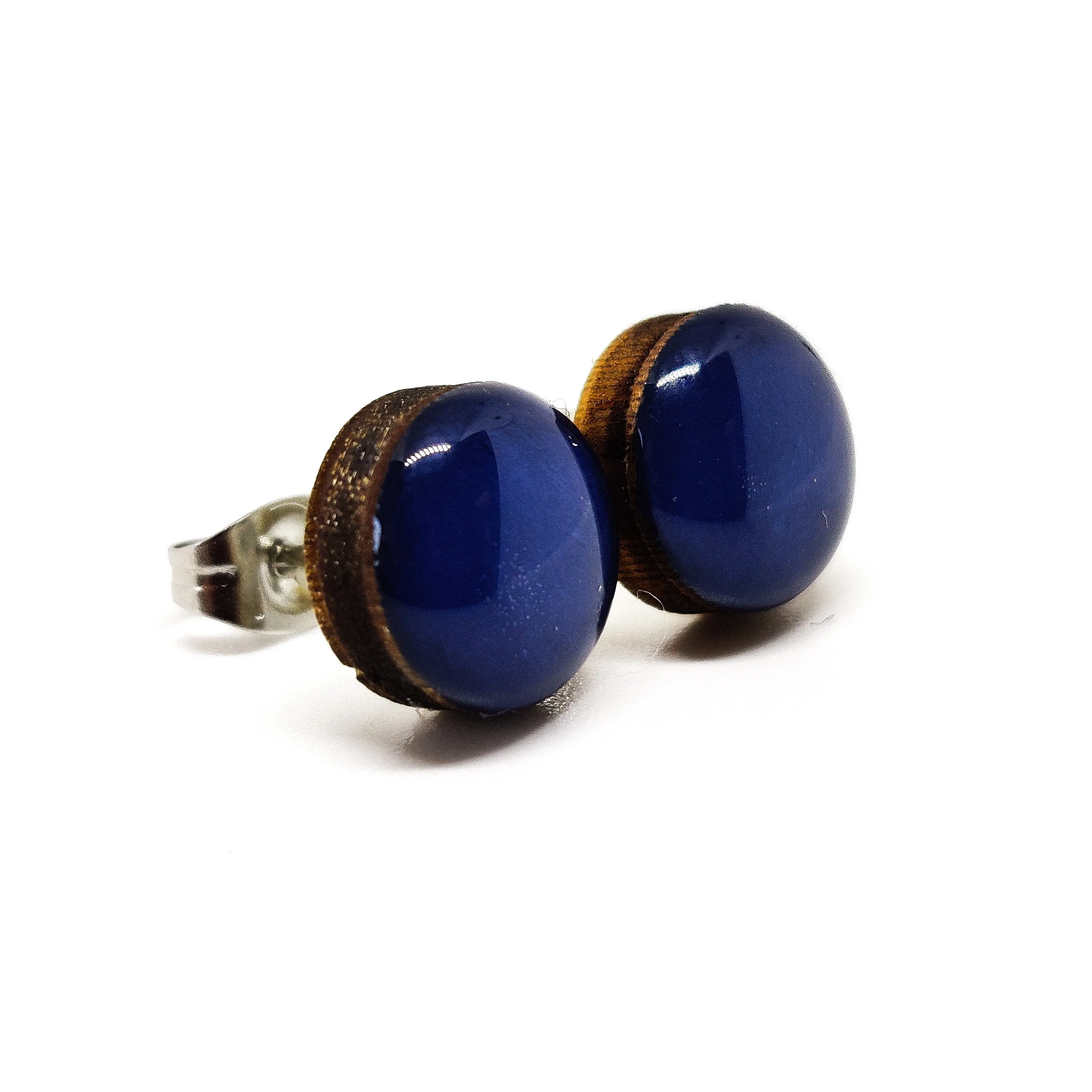 Navy Blue Stud Earrings by Candi Cove Designs