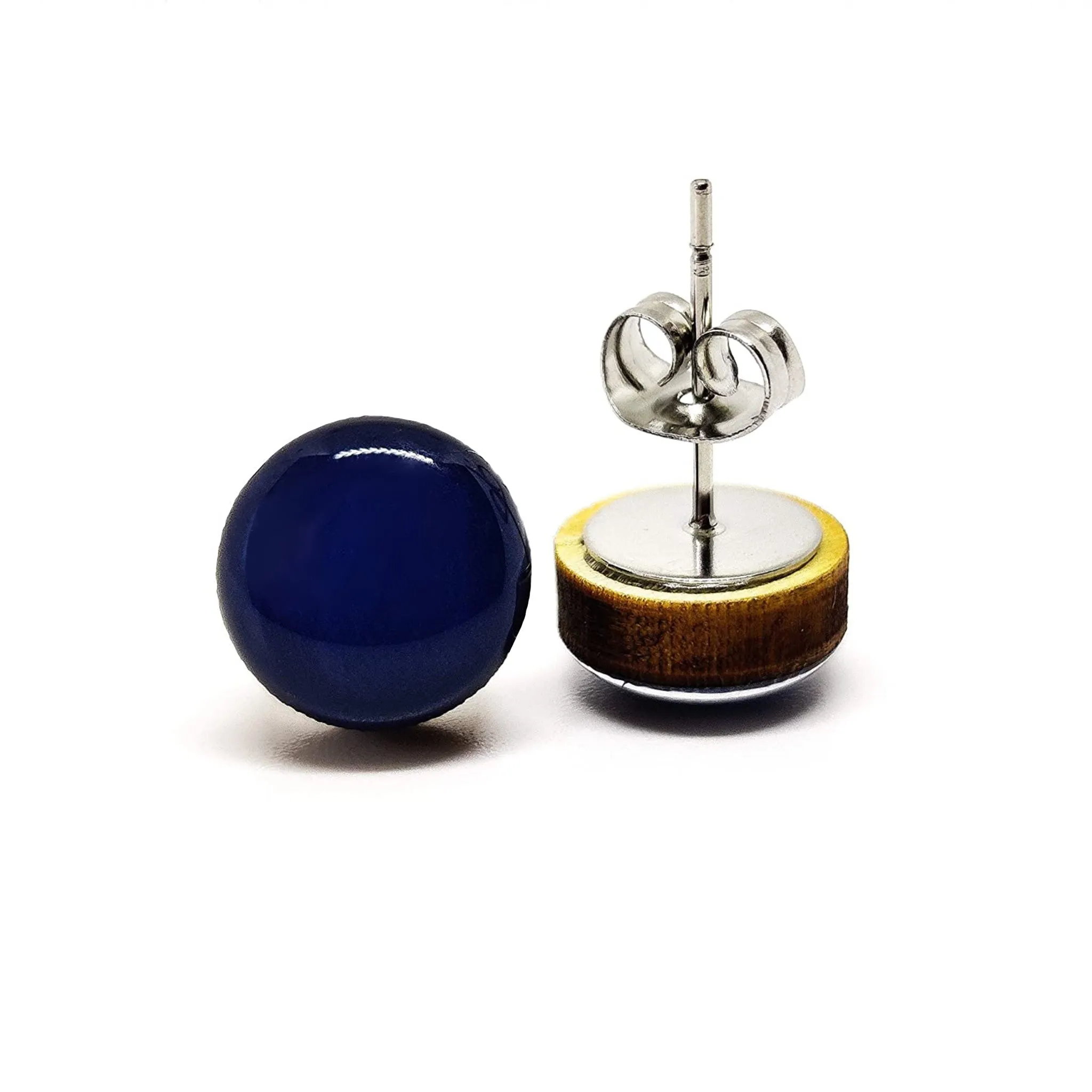 Navy Blue Stud Earrings by Candi Cove Designs