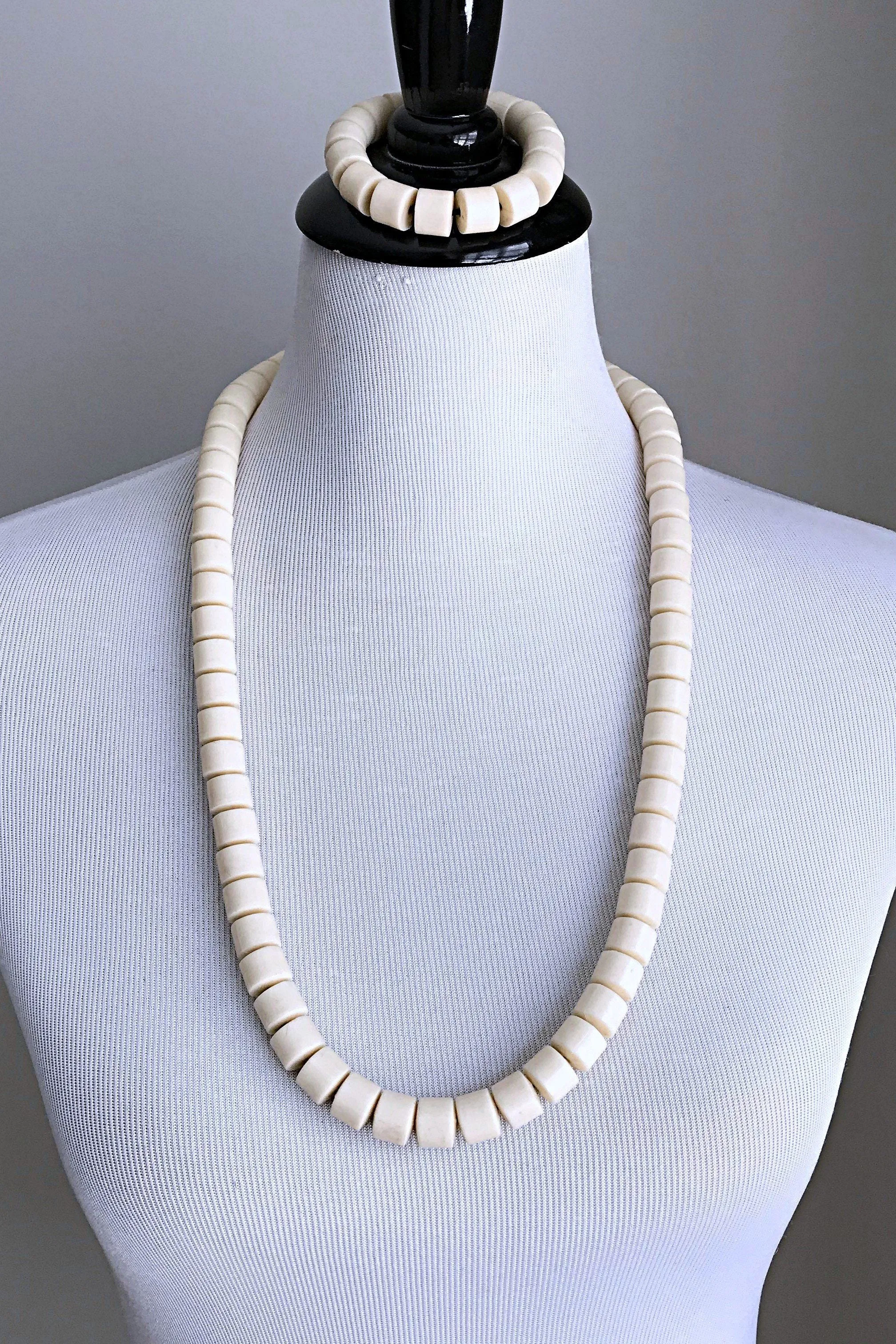 Off-White Nigerian Wedding Beads Necklace
