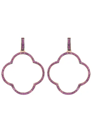 Open Clover Large Drop Earrings Rosegold Ruby Pink Cz