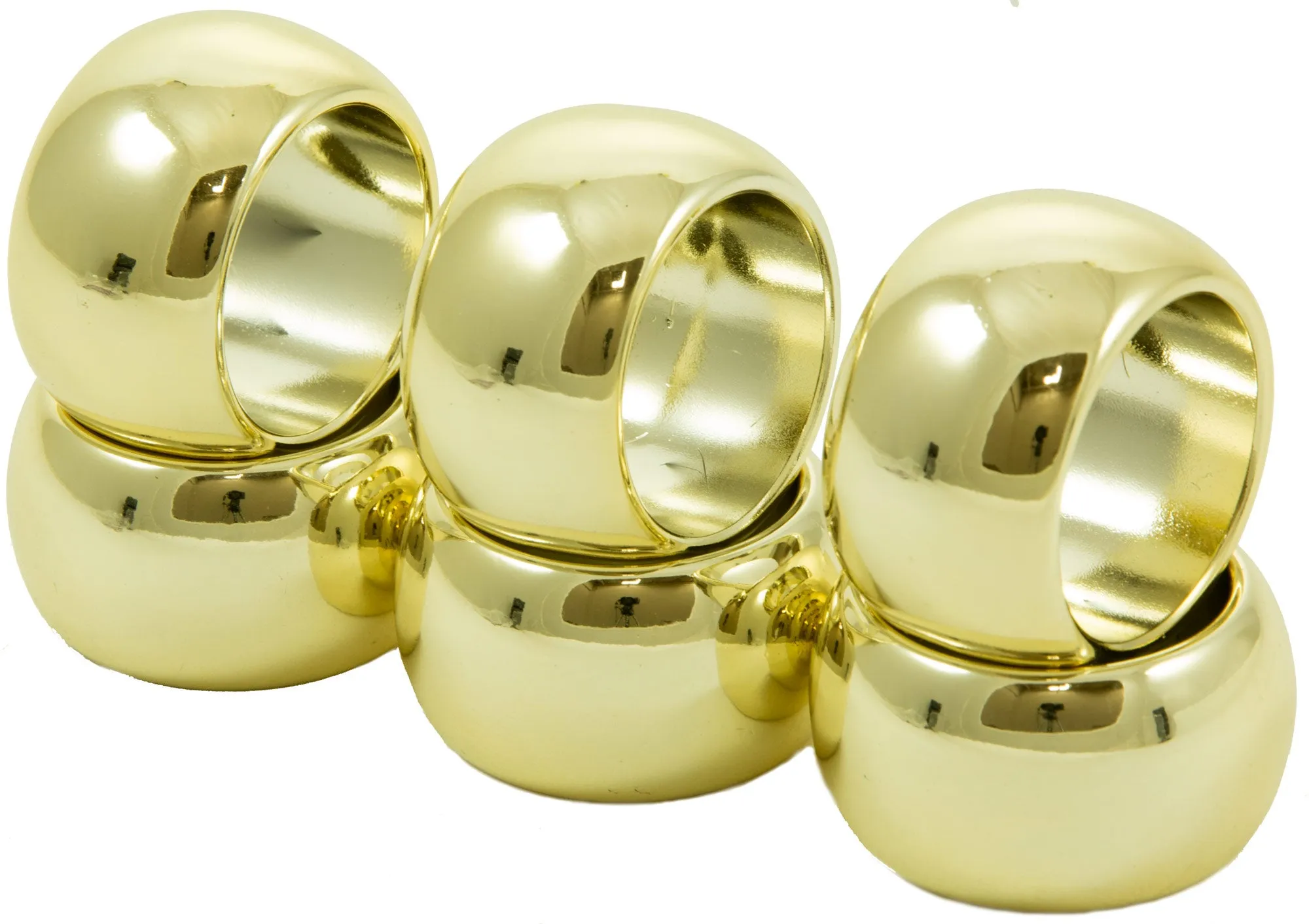 Plastic Round Napkin Rings: Metallic Gold (6)