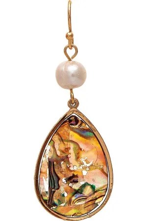 Rain Jewelry Gold Abalone Teardrop Pearl Earring