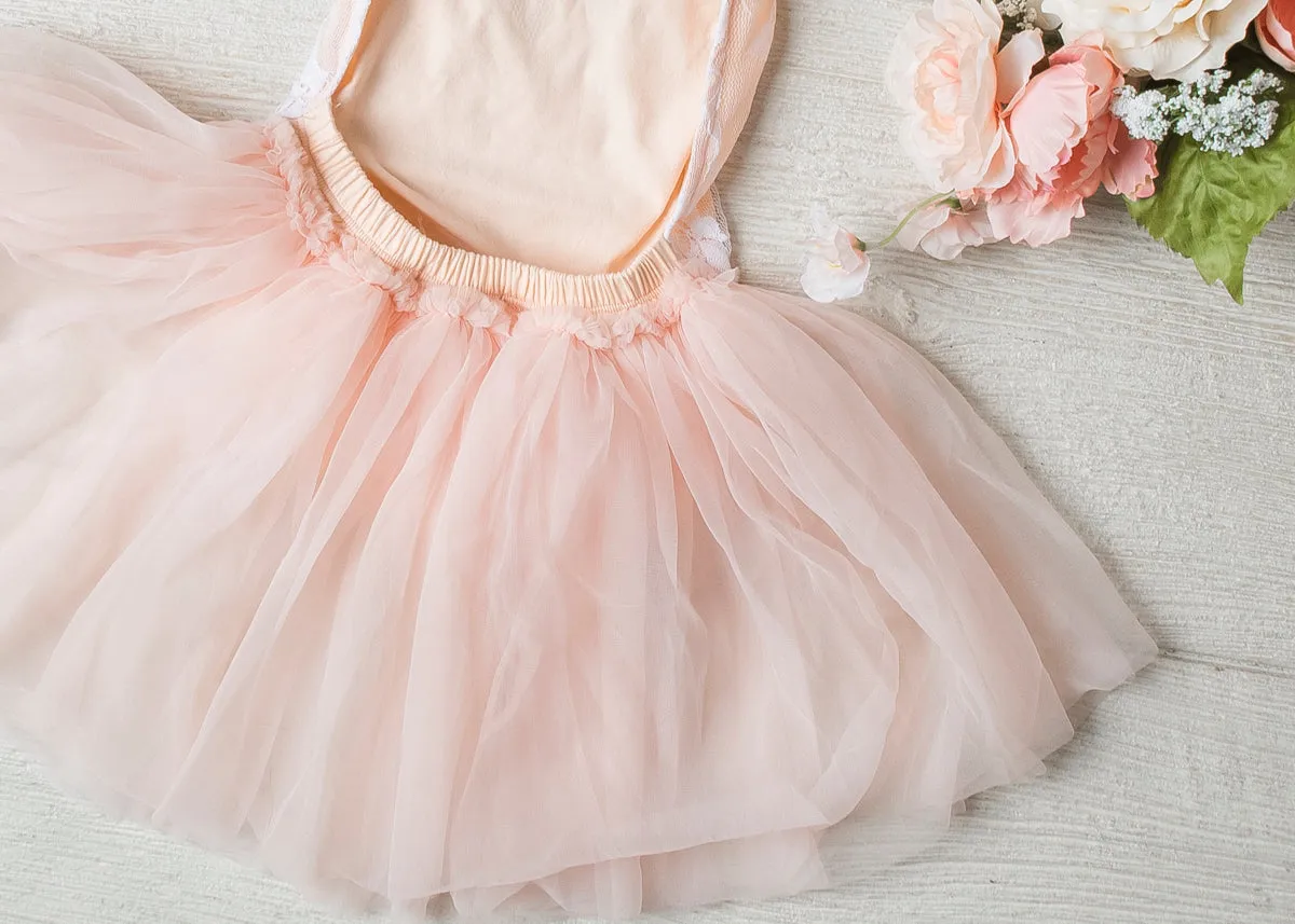 RESTOCKED - Peach Lace Vintage Tutu Romper