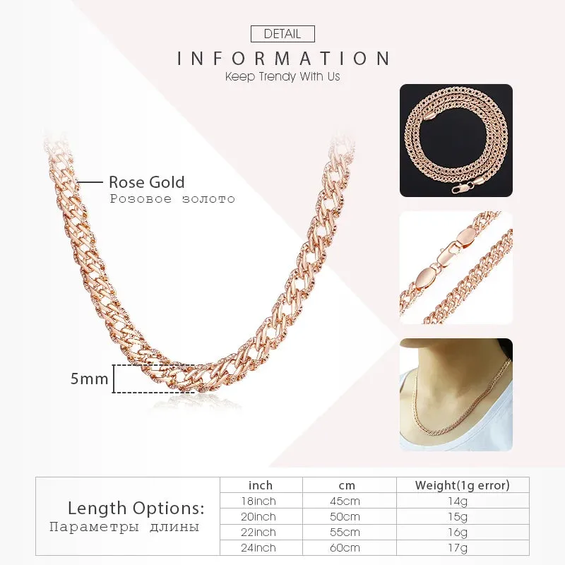 Rose Gold Color Venitian Curb Link Chain Necklace
