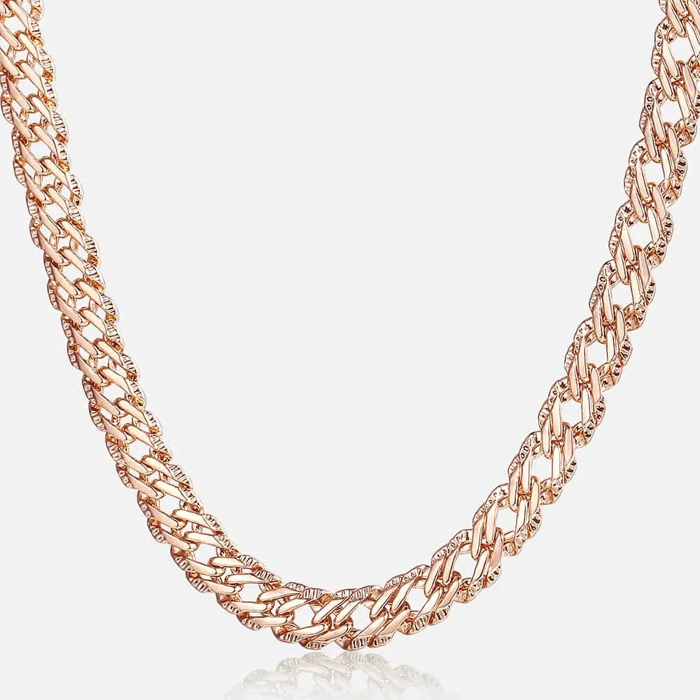 Rose Gold Color Venitian Curb Link Chain Necklace