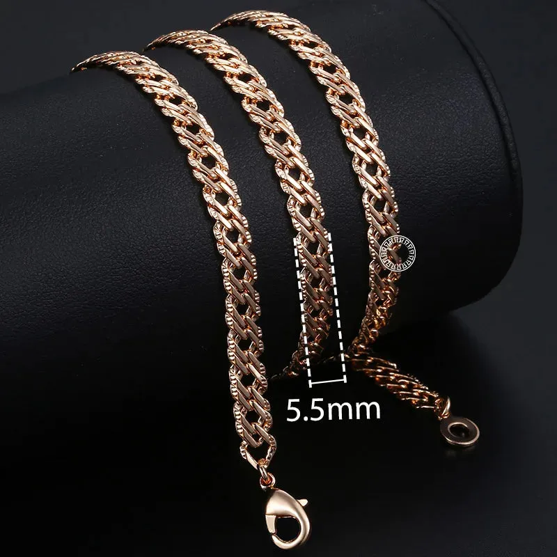 Rose Gold Color Venitian Curb Link Chain Necklace