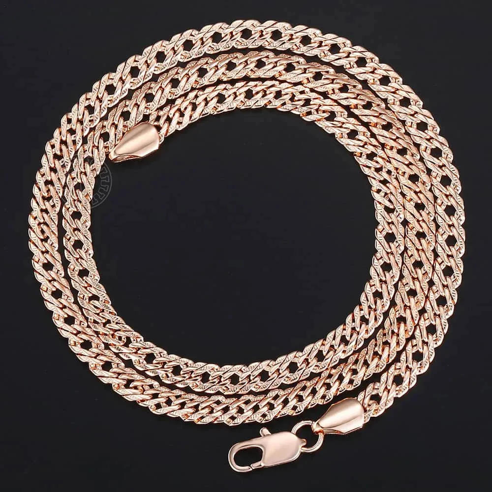 Rose Gold Color Venitian Curb Link Chain Necklace