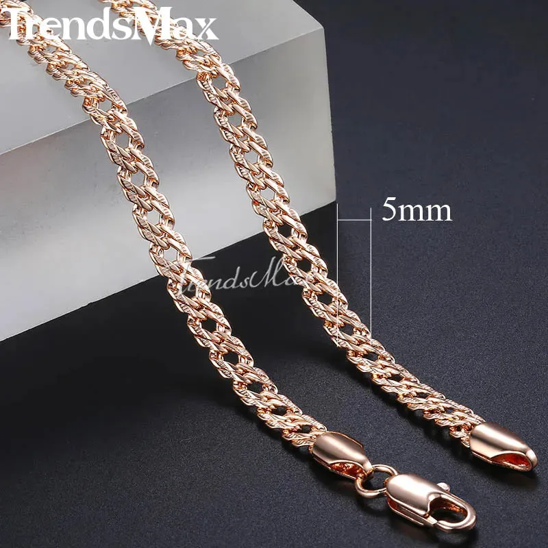 Rose Gold Color Venitian Curb Link Chain Necklace