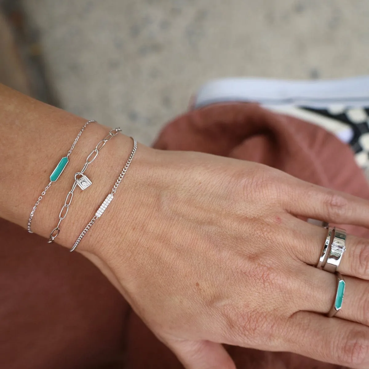 Silver Glam Bar Bracelet