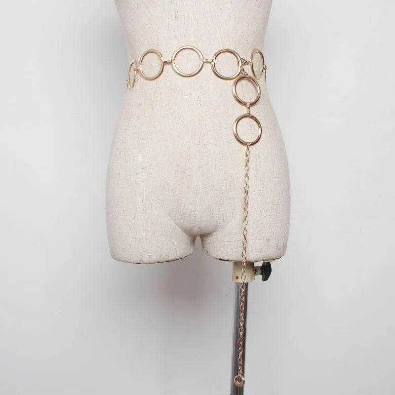 Silver Golden Aesthetic Rings Chains Belt