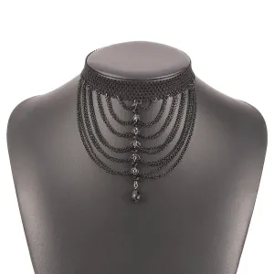Sirona Phantom - Gothic Lace & Crystal Choker by The Nevermore