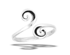 Sterling Silver Oxidized Adjustable Squiggle Ring