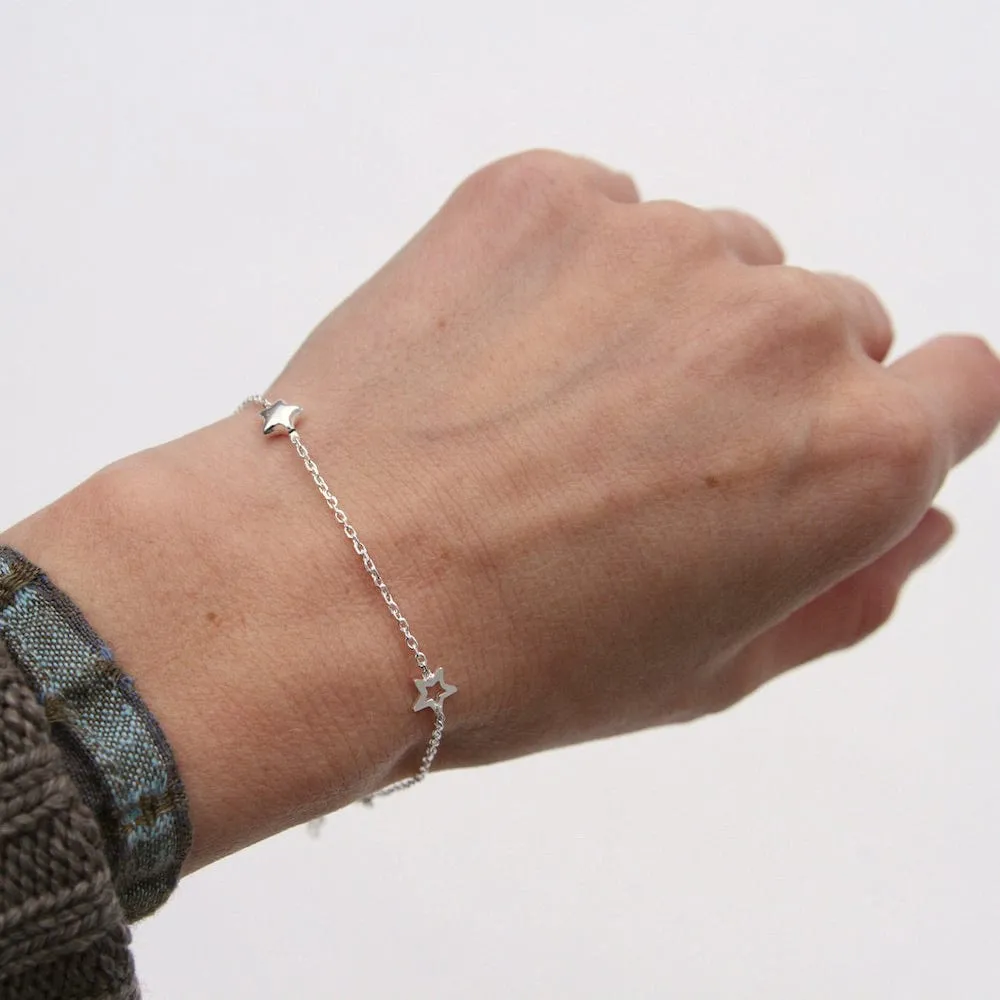 Sterling Silver Star Station Bracelet