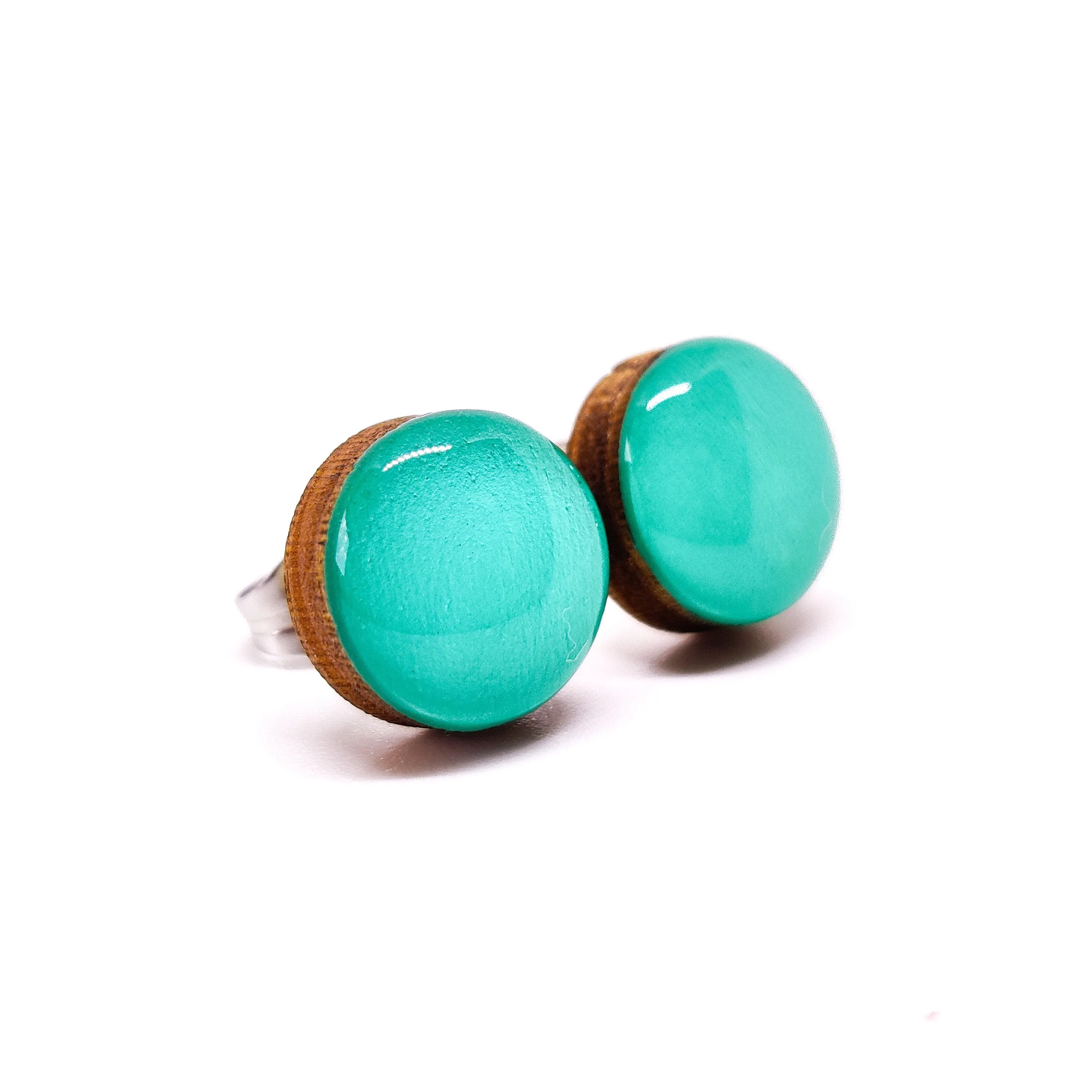 Teal Stud Earrings by Candi Cove Designs