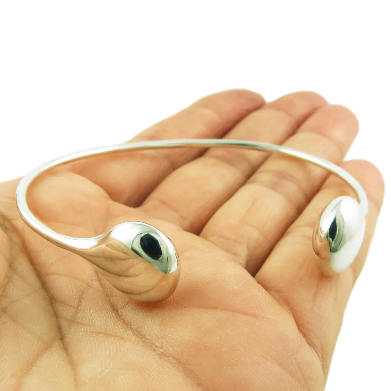 Teardrop 925 Sterling Silver Bracelet Open Cuff