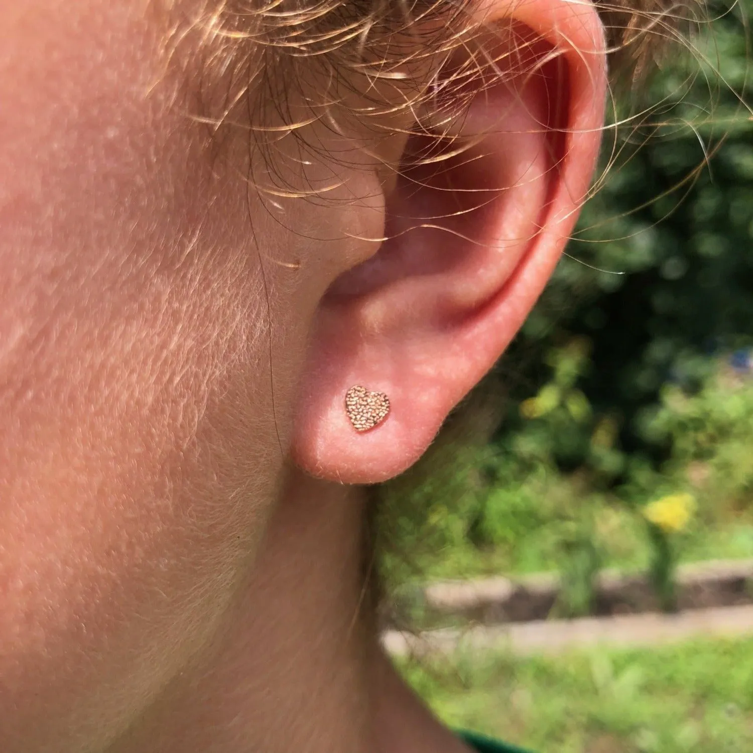 Textured Heart Sterling Silver Stud Earring Set