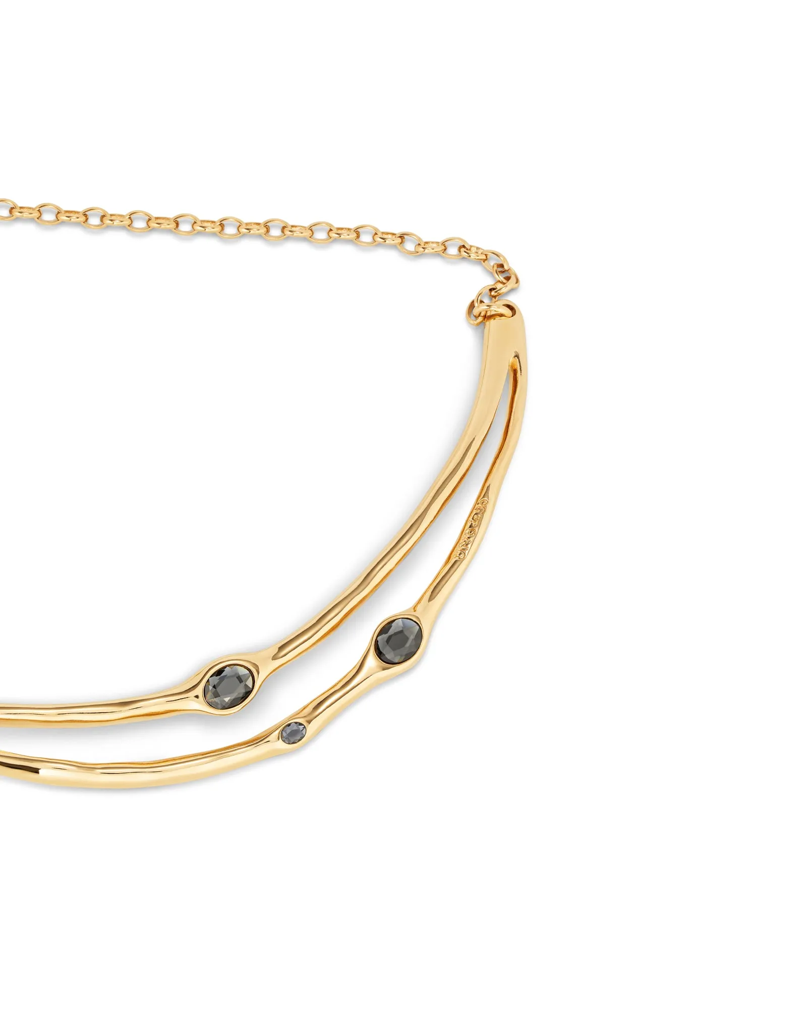 UNOde50 18K Gold Rigid Necklace with Crystals