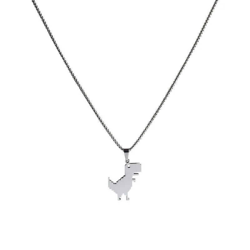Vintage Metal Dinosaur Pendant Necklace