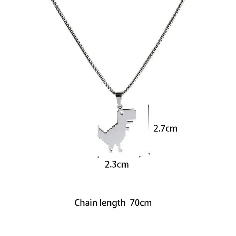 Vintage Metal Dinosaur Pendant Necklace