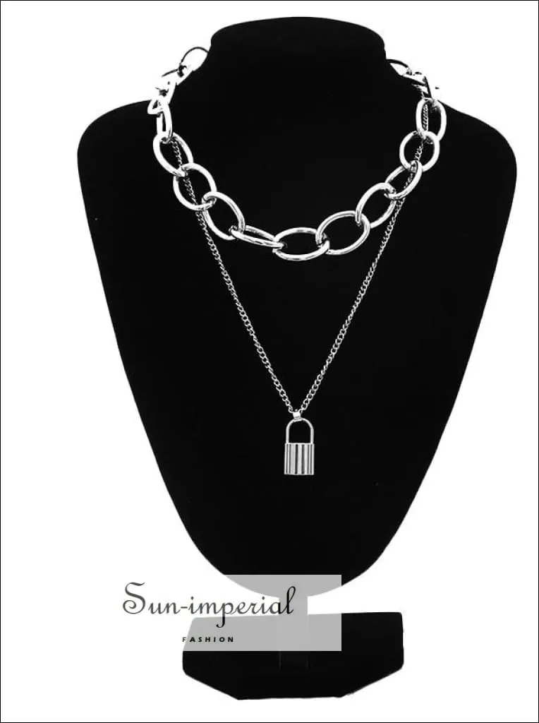 Women Silver and Gold Gothic Chunky Chain Choker Necklace